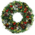 Pre-Lit Pine Cone Christmas Wreath with 50 LEDs, 50 cm