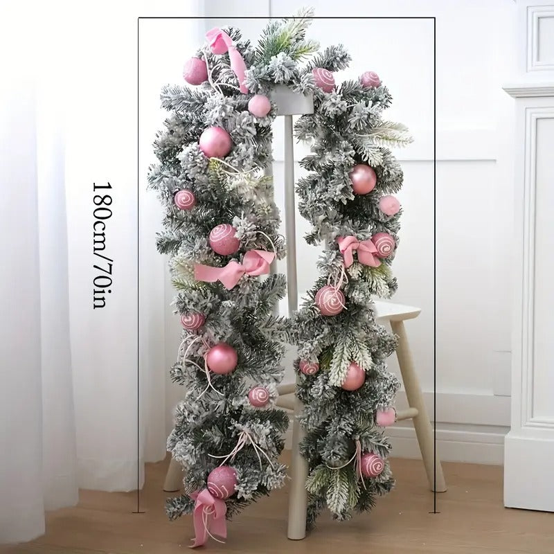 Pink Artificial Christmas Garland, 180 cm