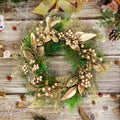 Gold Leaf and Berry Christmas Wreath, 40 cm