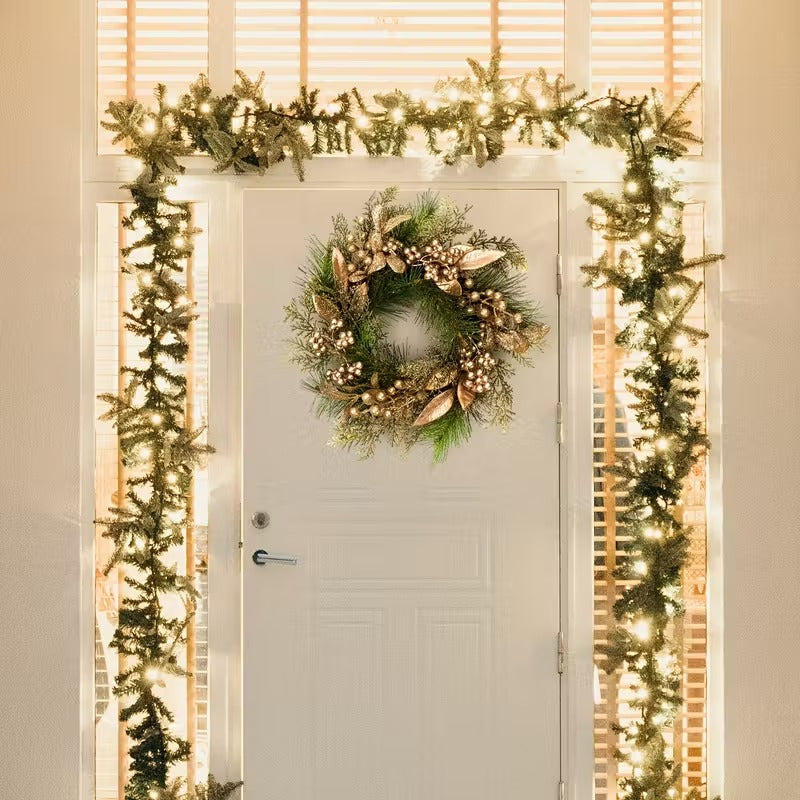 Gold Leaf and Berry Christmas Wreath, 40 cm