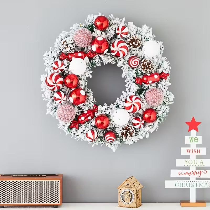 Classic Flocked Christmas Wreath, 40 cm