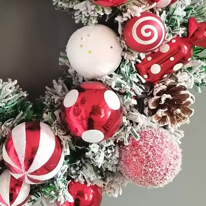 Classic Flocked Christmas Wreath, 40 cm