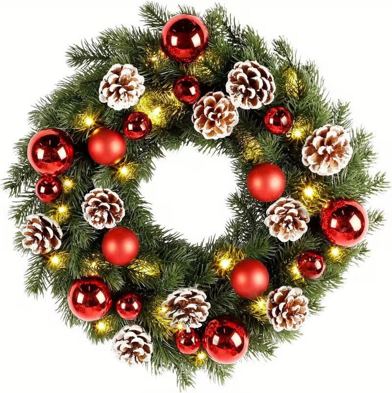 Pre-Lit Christmas Door Wreath with 40 LEDs, 40 cm