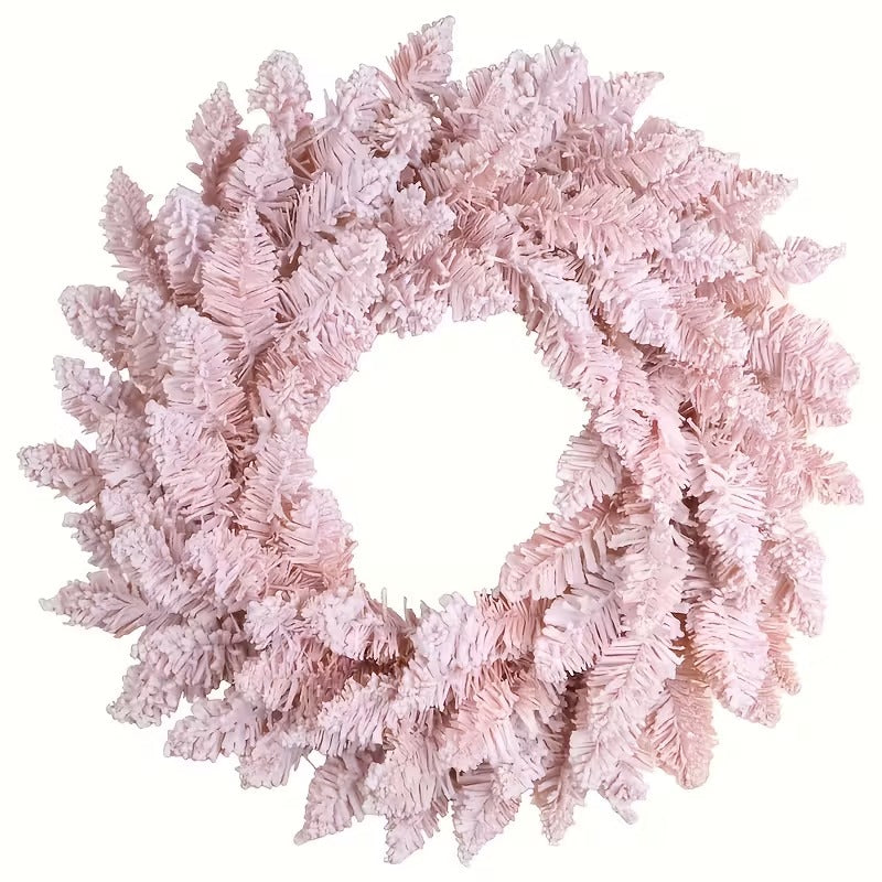 Pink Snowy Pine Christmas Wreath, 30 cm