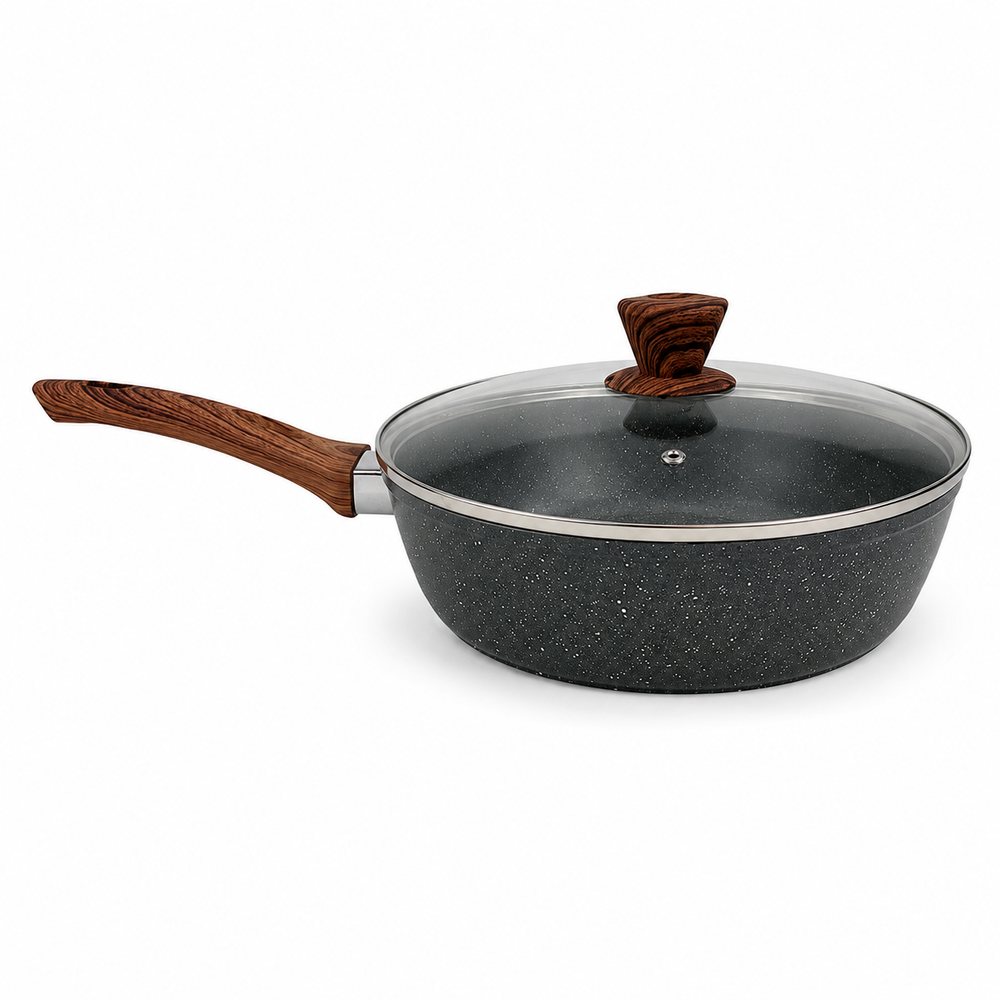 Aumerage Marble Non-Stick Saute Pan with Lid, 28 cm