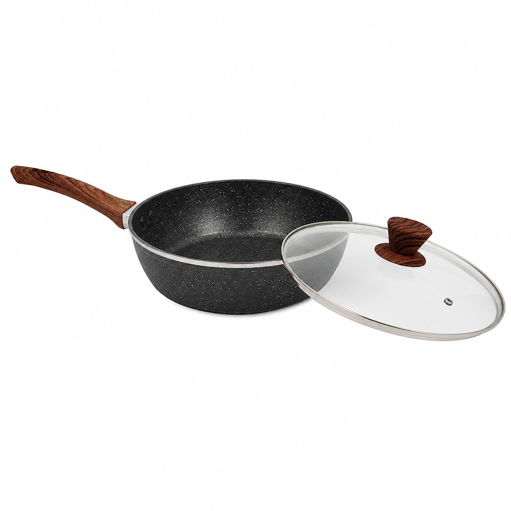 Aumerage Marble Non-Stick Saute Pan with Lid, 28 cm
