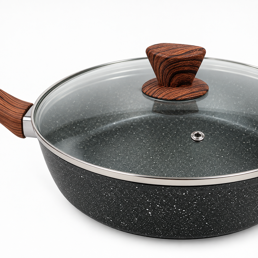 Aumerage Marble Non-Stick Saute Pan with Lid, 28 cm