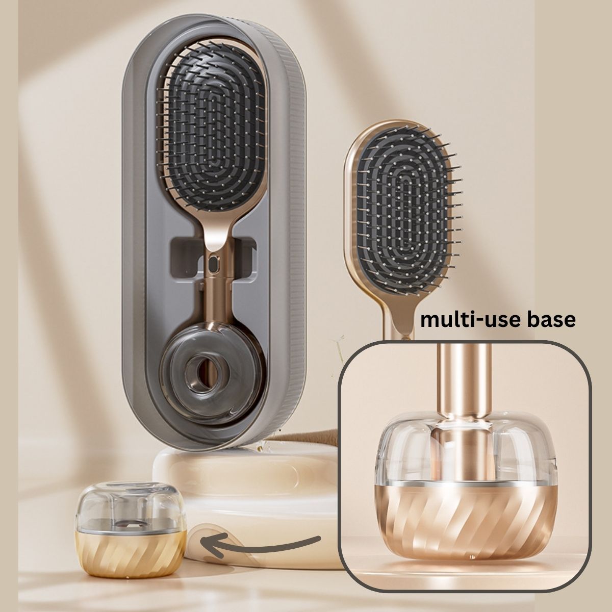 Candoray Air Cushion Hair Brush Set with Wall Mount Base, 24 cm