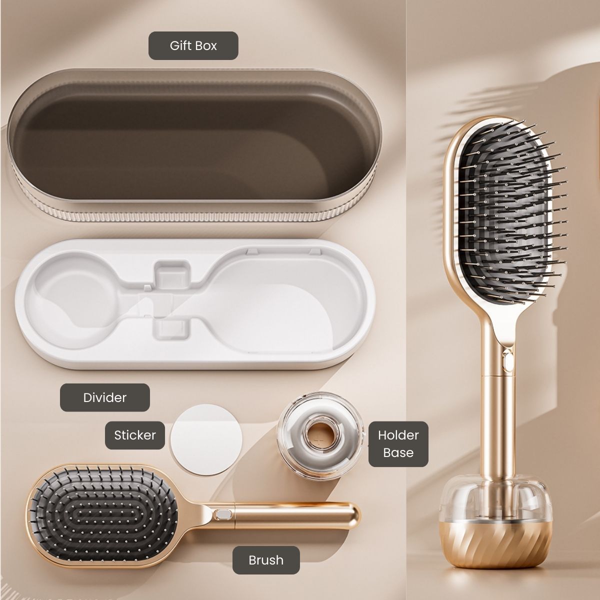 Candoray Air Cushion Hair Brush Set with Wall Mount Base, 24 cm