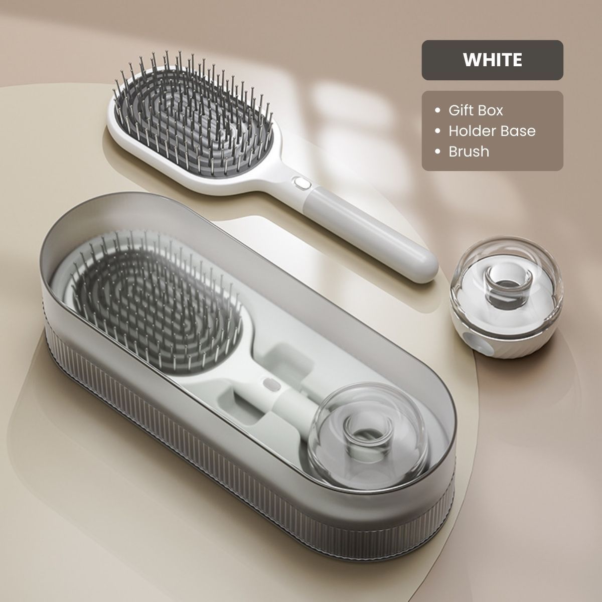 Candoray Air Cushion Hair Brush Set with Wall Mount Base, 24 cm, White