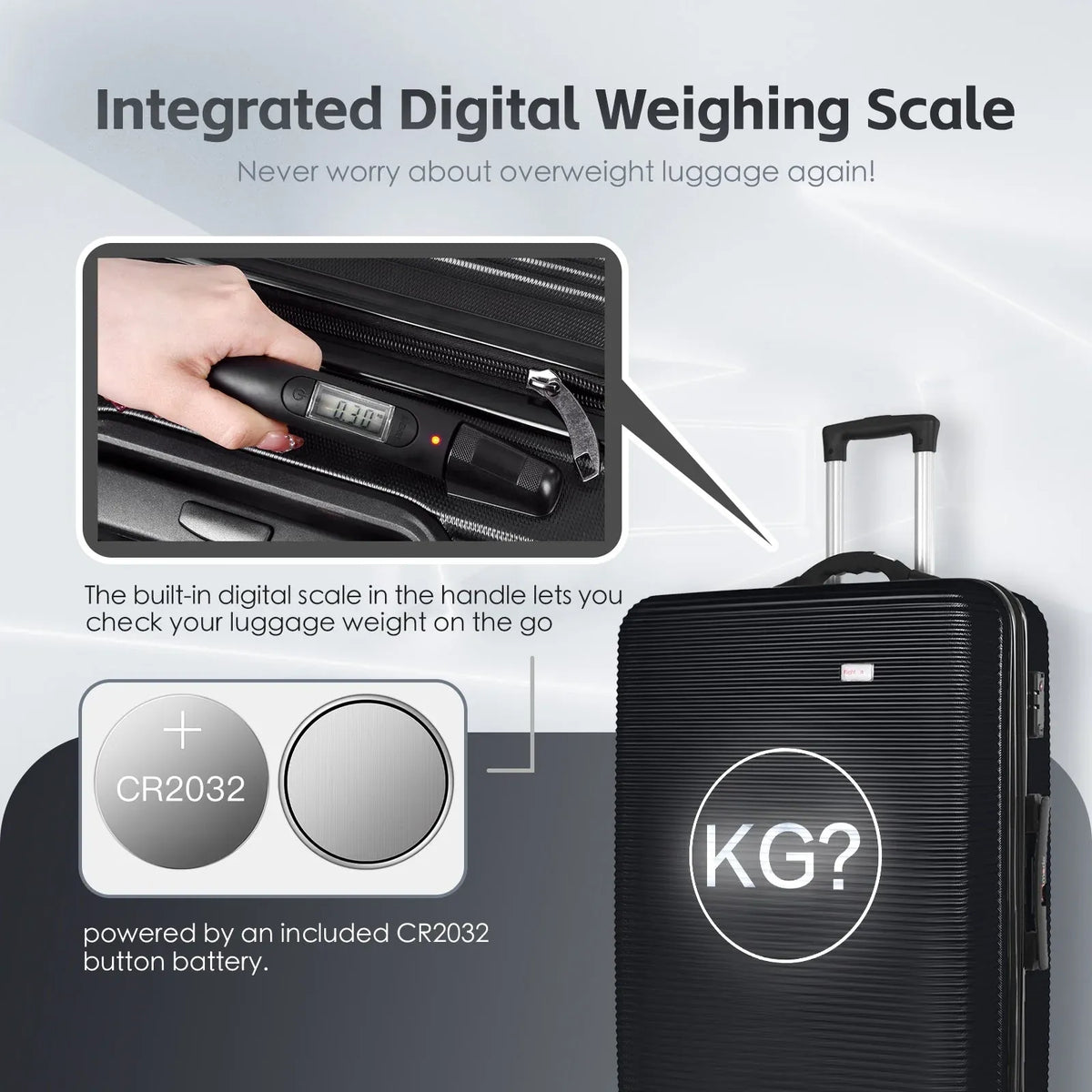 24" Digital Weighing Scale and USB Charging Port Lightweight Luggage