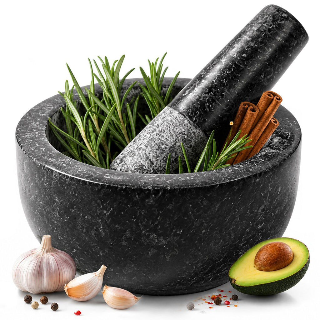 Granite Mortar and Pestle, 450 ml, Black