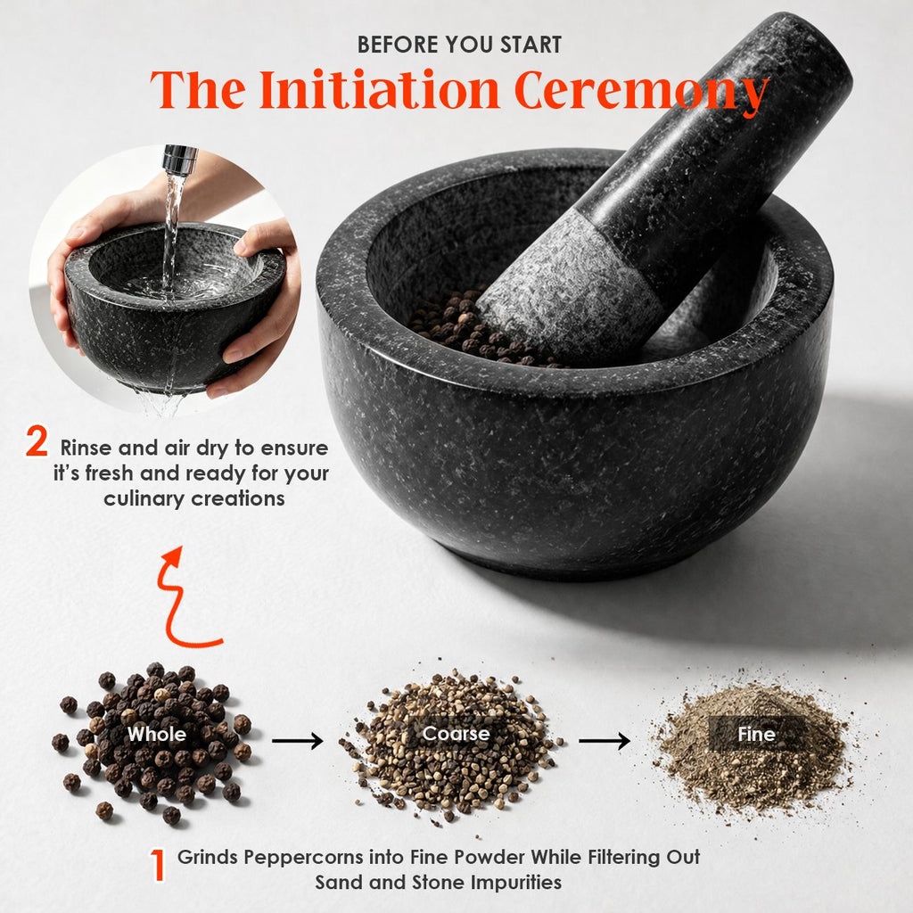 Granite Mortar and Pestle, 450 ml, Black