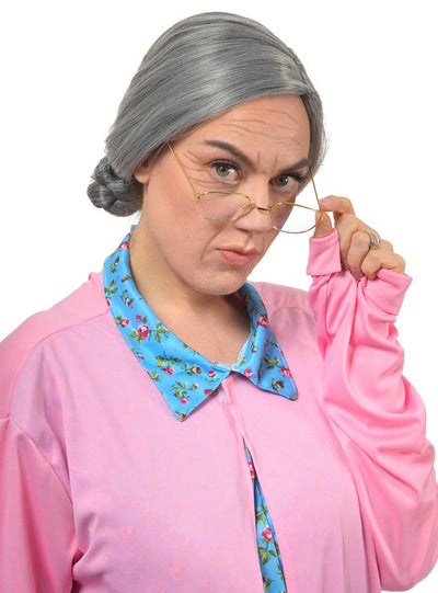Heaven Costumes Old Lady Bun Wig, Grey