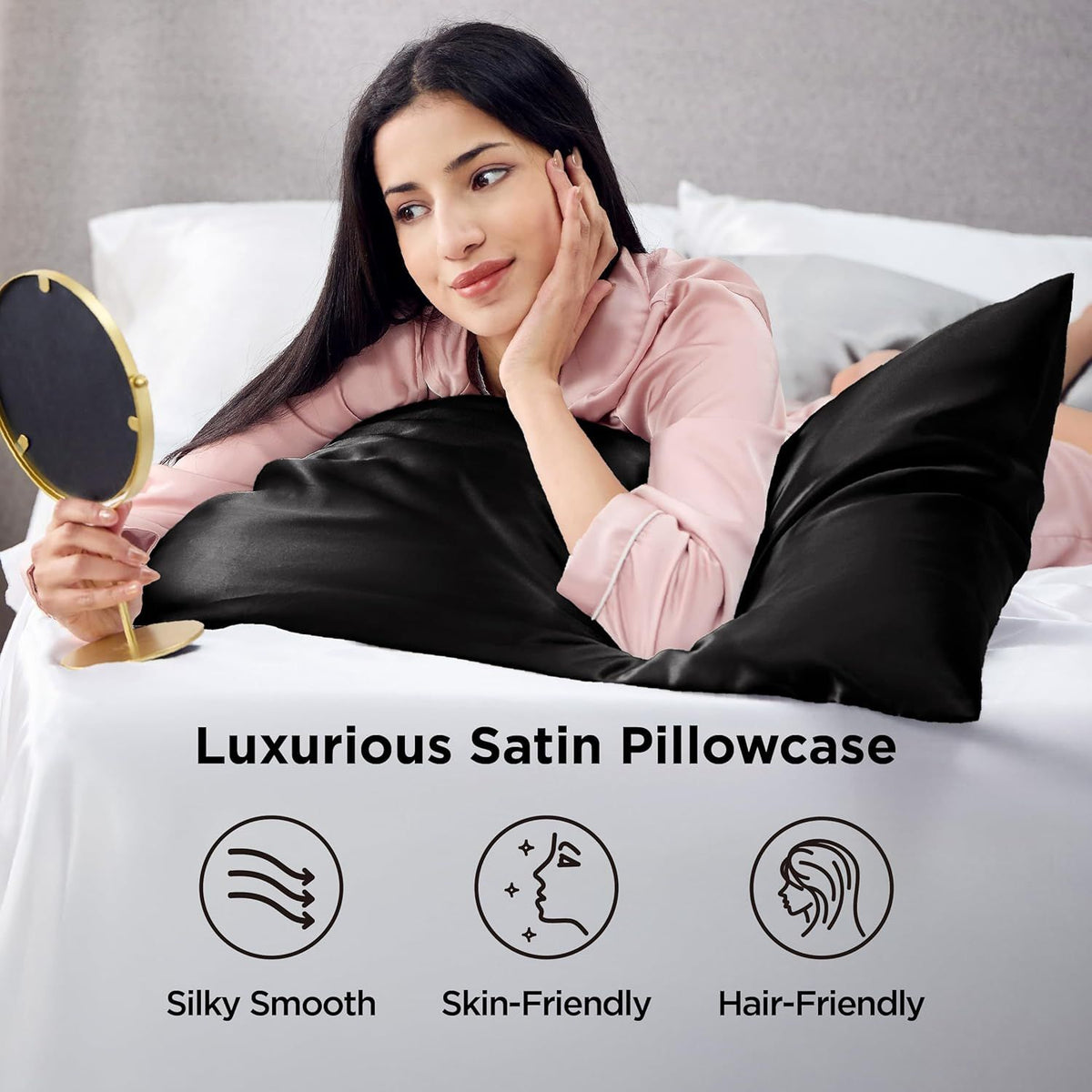Satin Pillowcases, 2 Pack, Standard 48 x 74 cm