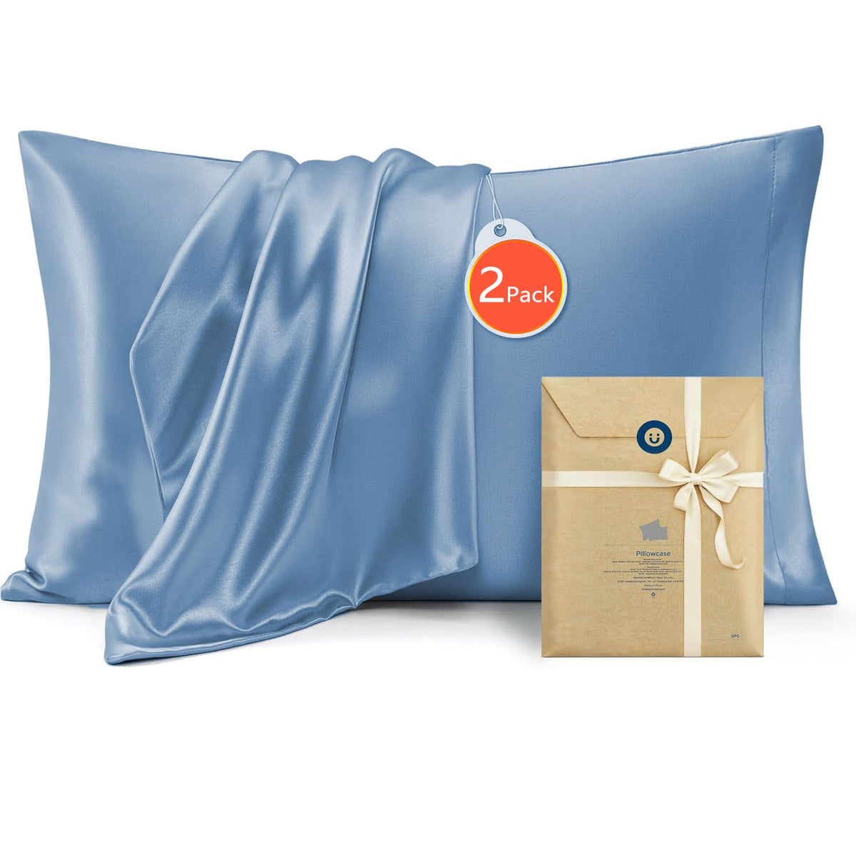 Satin Pillowcases, 2 Pack, Standard 48 x 74 cm, Sea Blue