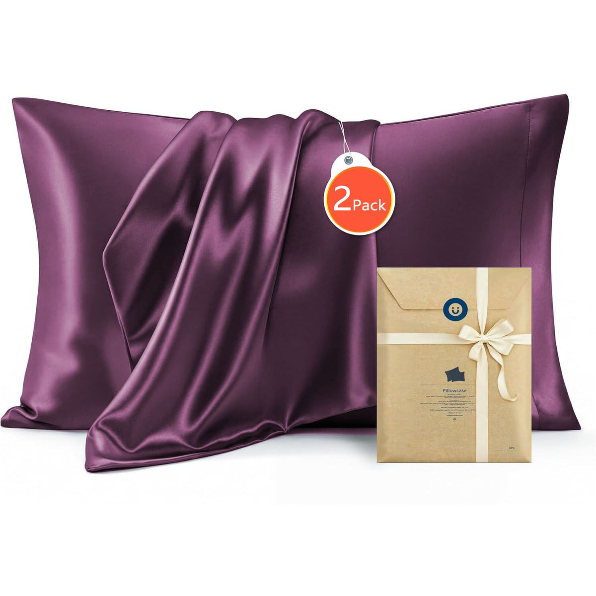 Satin Pillowcases, 2 Pack, Standard 48 x 74 cm, Purple