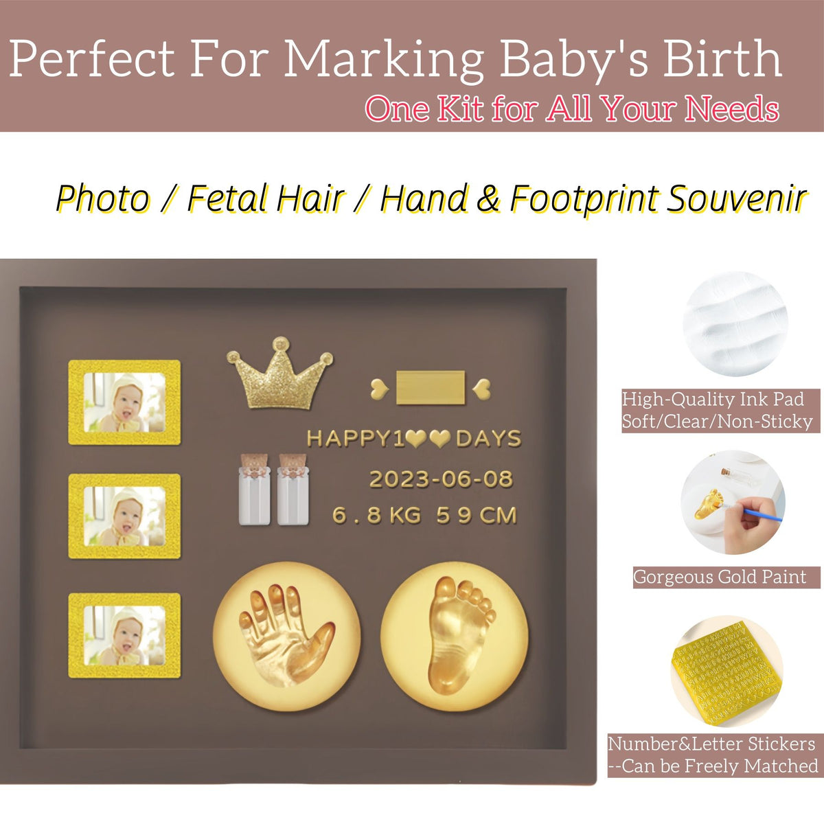 Baby Hand and Footprint Kit with 3 Photo Slots