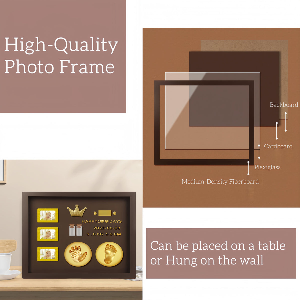 Baby Hand and Footprint Kit with 3 Photo Slots