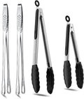 4 Pcs Kitchen Tongs Stainless Steel Set-9" & 12" Tong with Non Slip