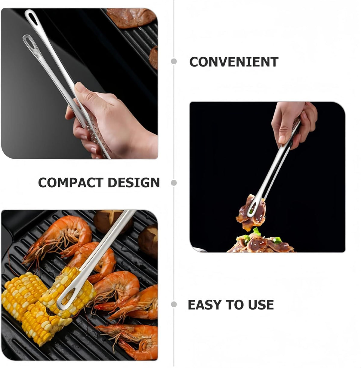 4 Pcs Kitchen Tongs Stainless Steel Set-9" & 12" Tong with Non Slip
