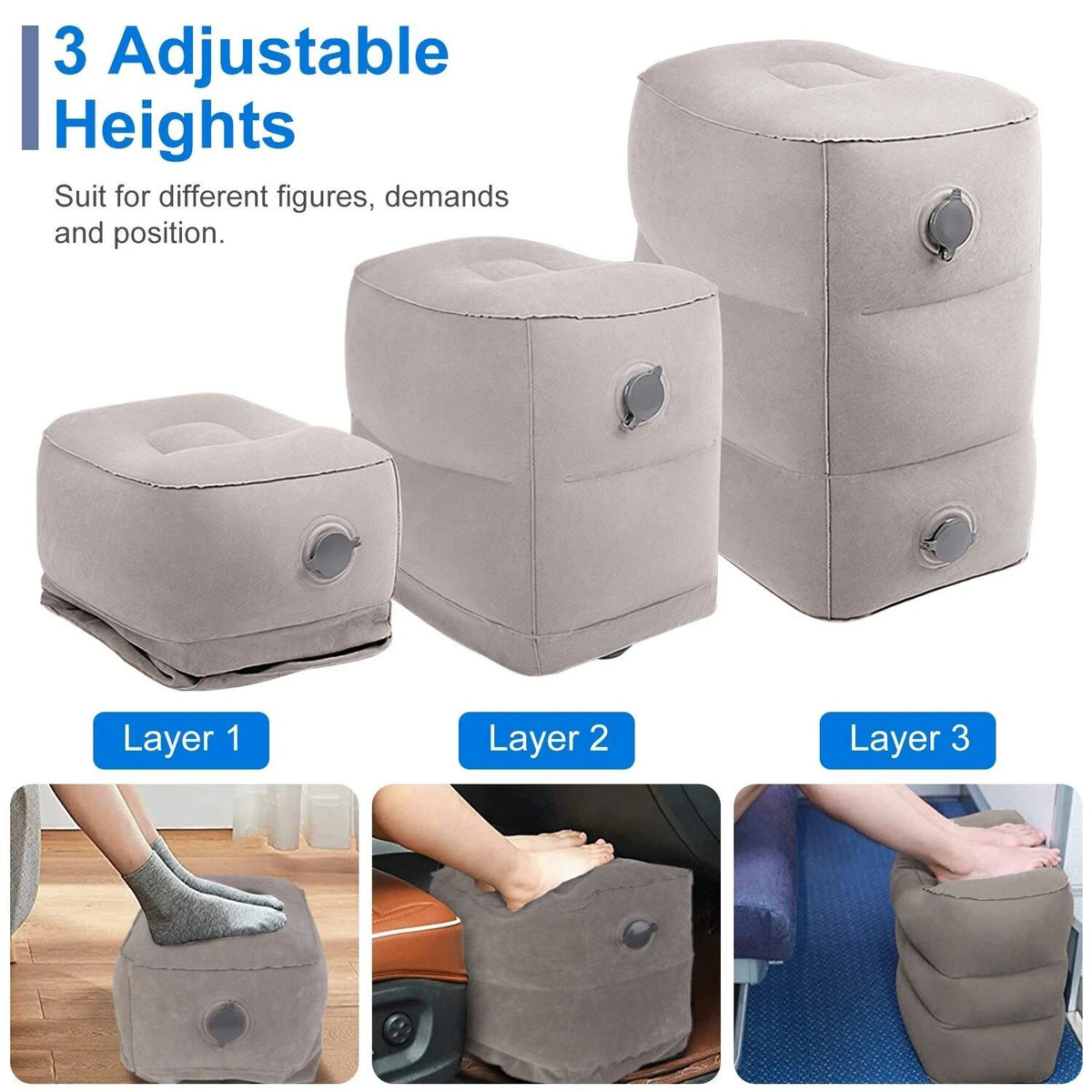 Travel Kit with Neck Pillow, Inflatable Footrest and Eye Mask