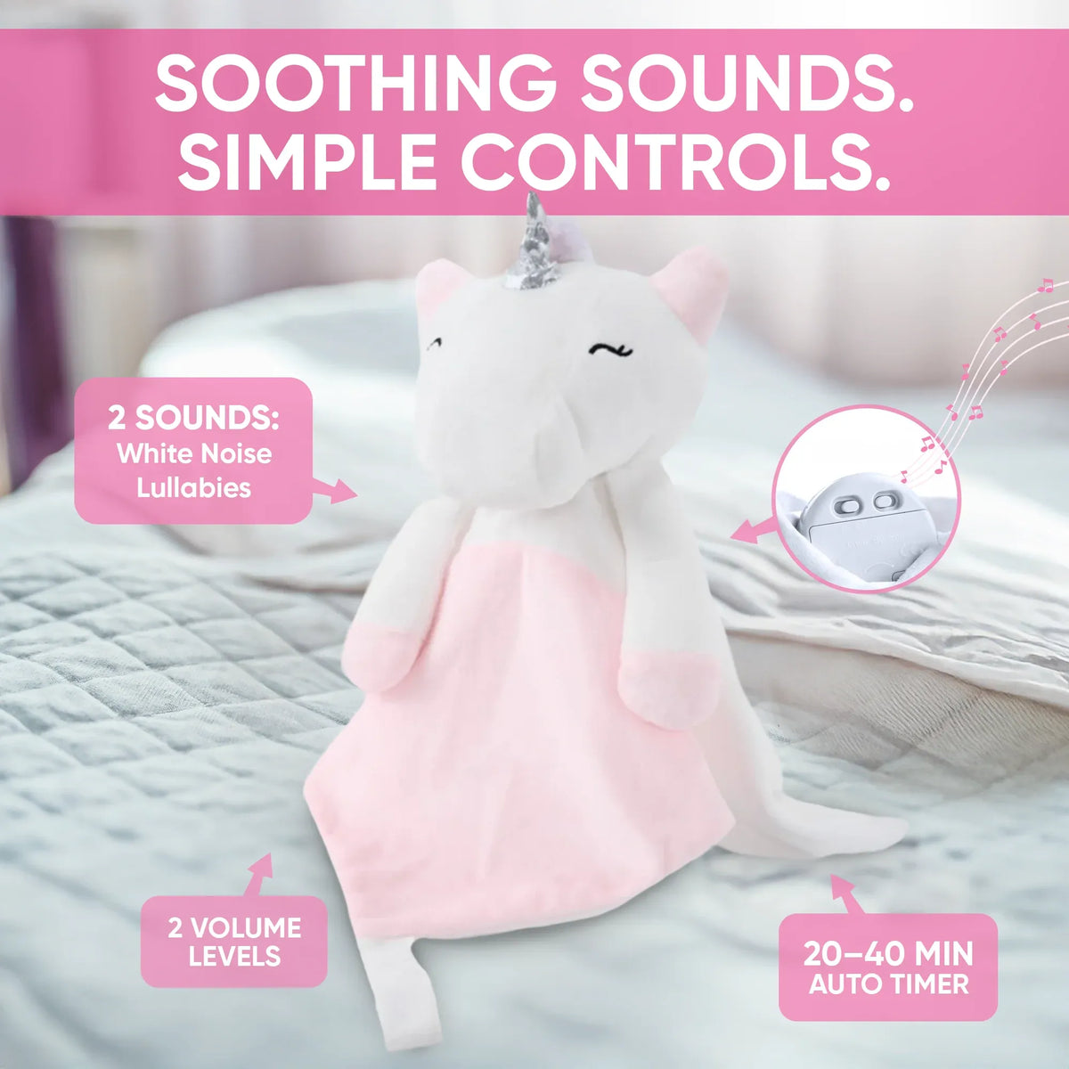 Maisie the Unicorn - White Noise & Lullaby Comforter