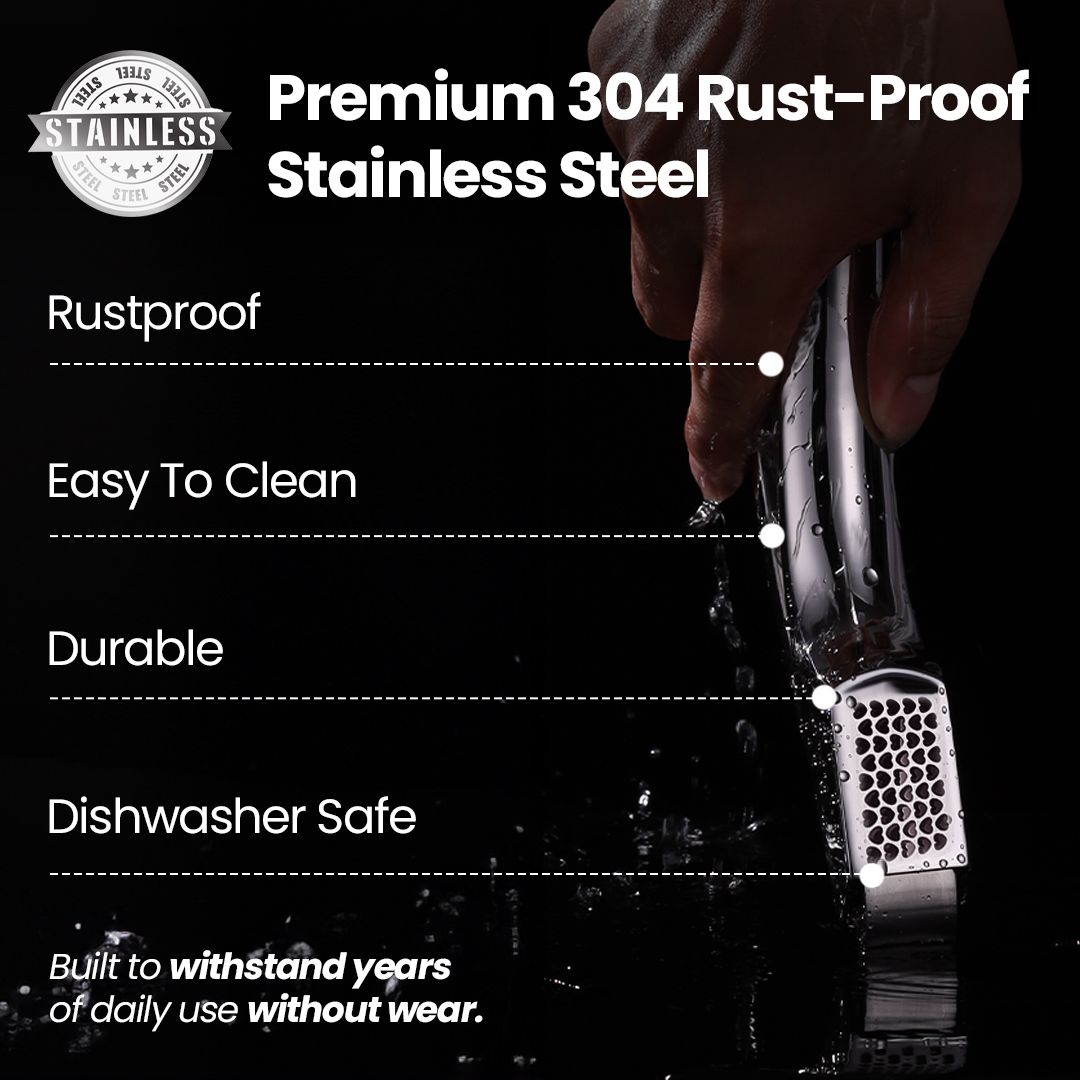 Gourmet Easy Stainless Steel Garlic Press, Coarse Mince