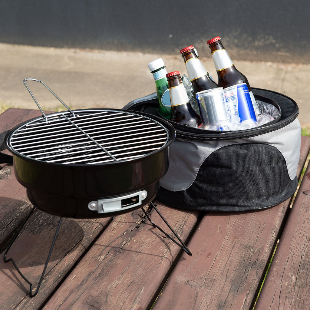 Havana Outdoors 2-IN-1 BBQ Grill Cooler Combo Set Outdoor Camping