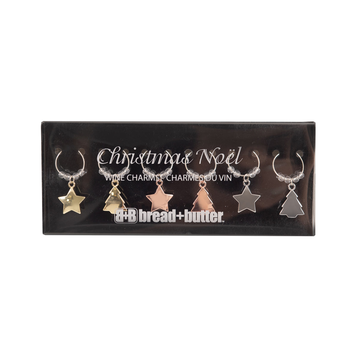 Bread and Butter Star and Tree Wine Glass Charms, Pack of 6