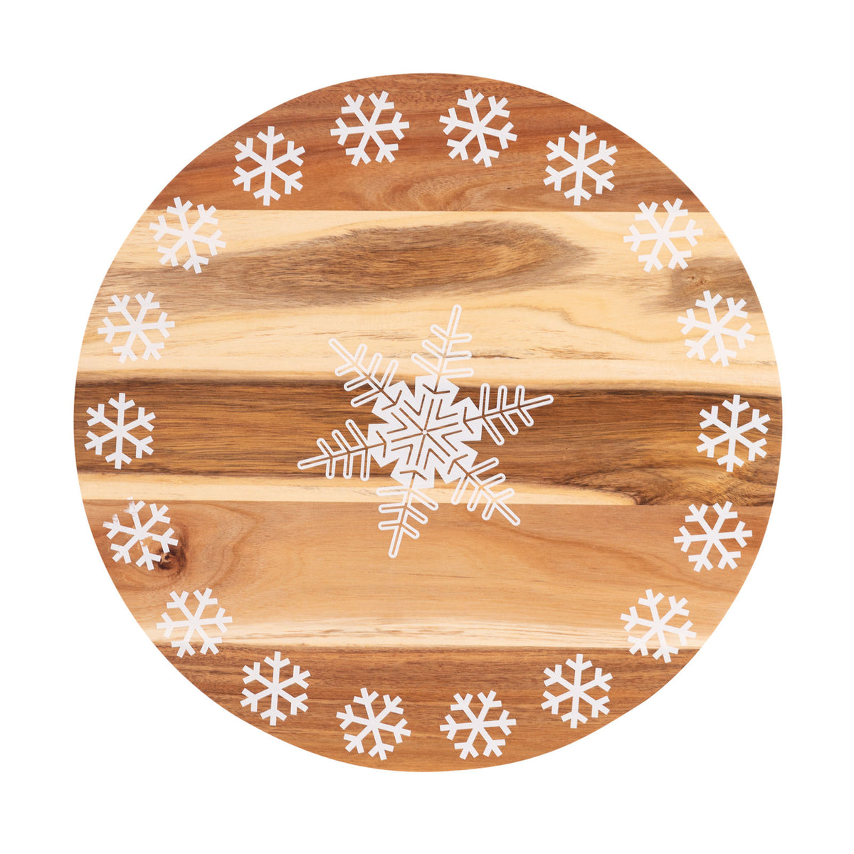 Bread and Butter 18 Inch Print Wooden Lazy Susan Tray - White
