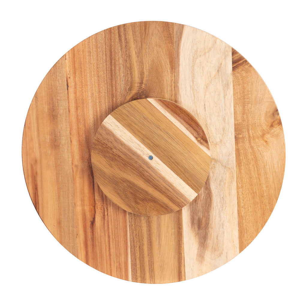 Bread and Butter 18 Inch Print Wooden Lazy Susan Tray - White