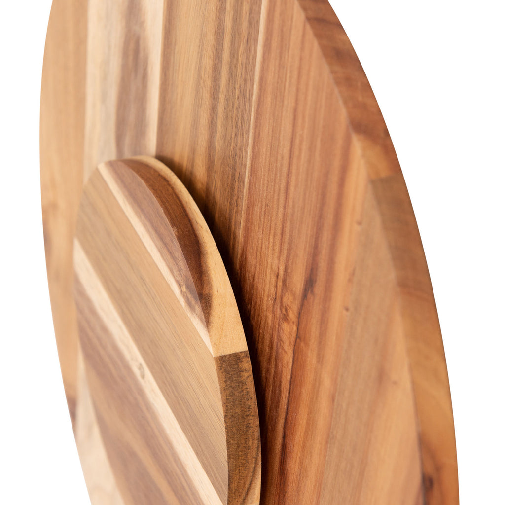 Bread and Butter 18 Inch Print Wooden Lazy Susan Tray - White