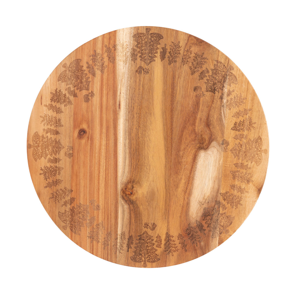 Bread and Butter Acacia Lazy Susan with Tree Pattern, 46 cm