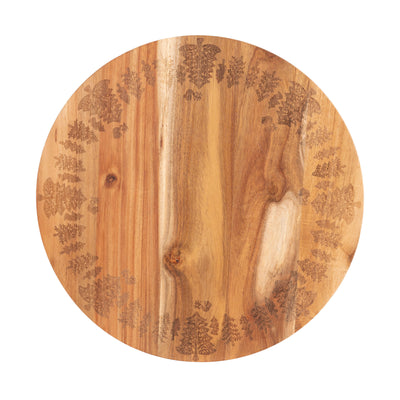 Bread and Butter Acacia Lazy Susan with Tree Pattern, 46 cm