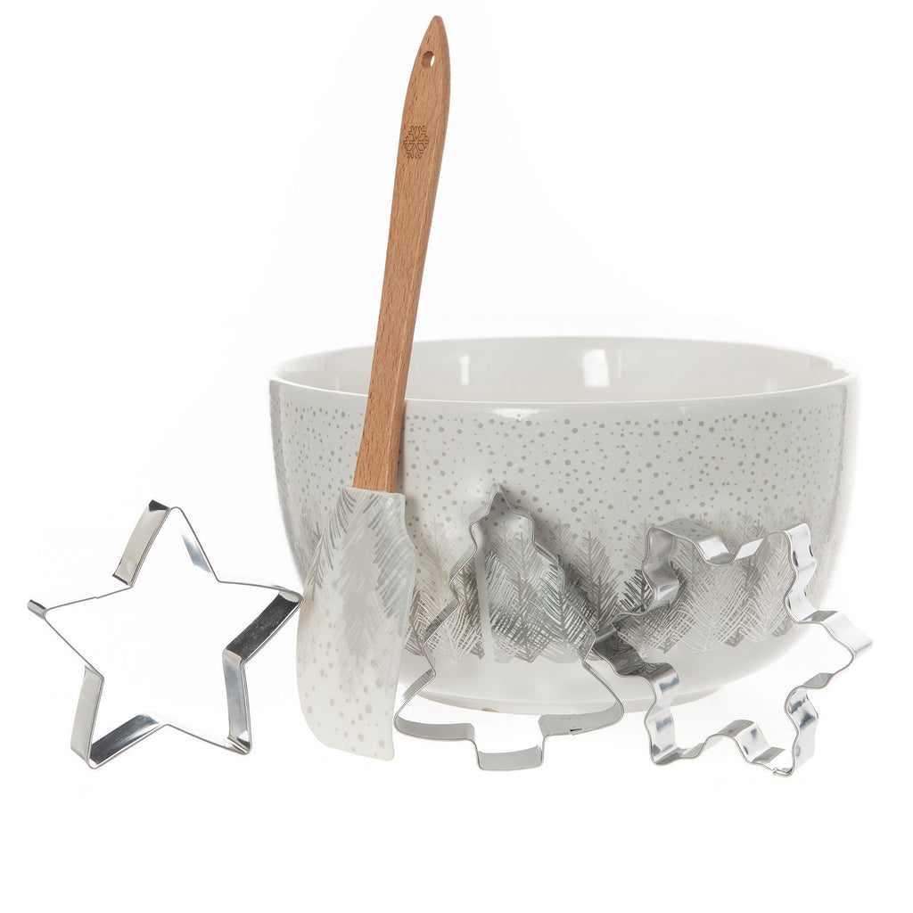 Bread and Butter Christmas Tree Mixing Bowl Set with Spatula and Cutters