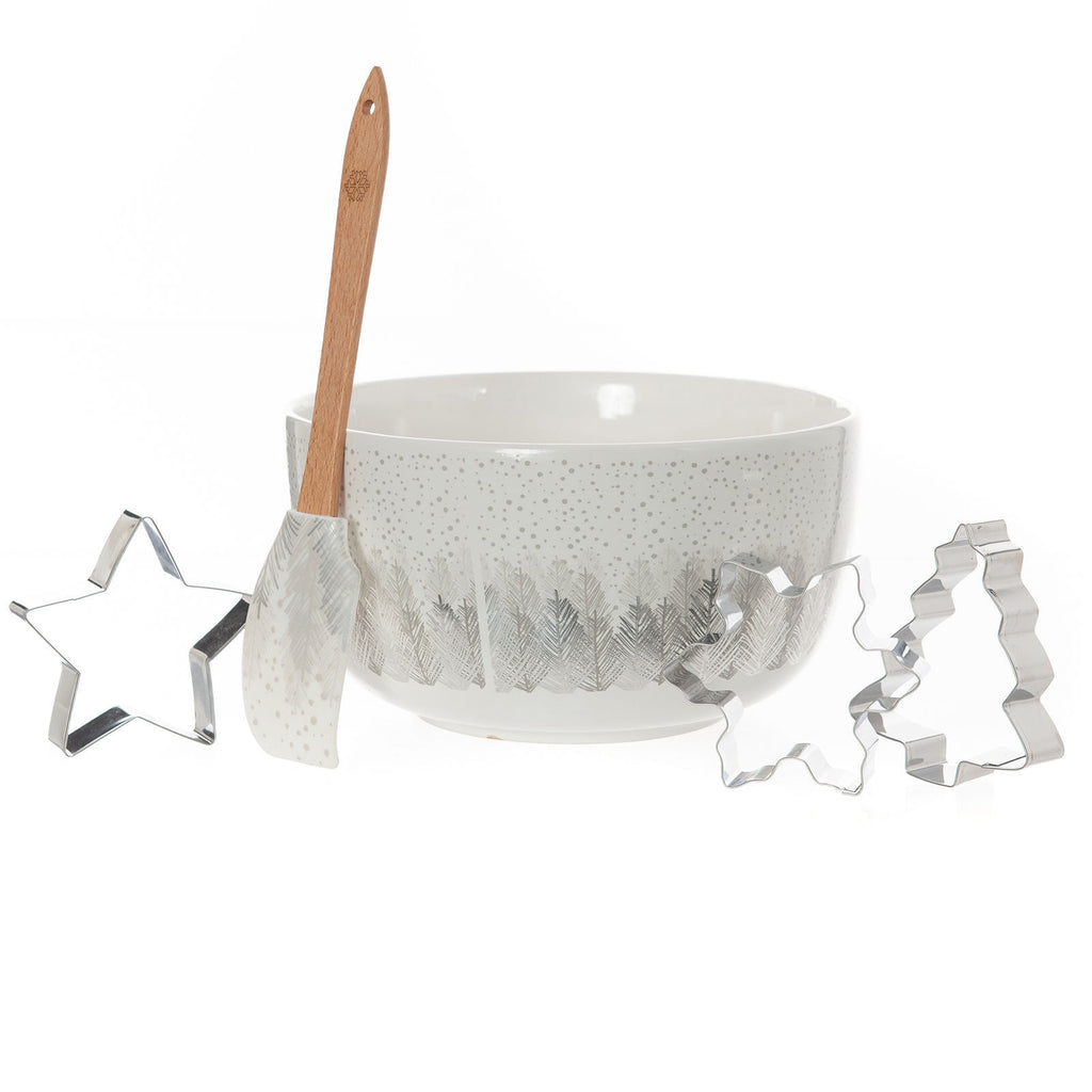 Bread and Butter Christmas Tree Mixing Bowl Set with Spatula and Cutters