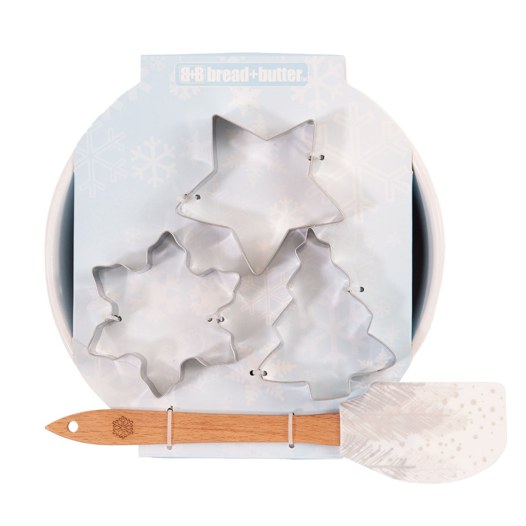 Bread and Butter Christmas Tree Mixing Bowl Set with Spatula and Cutters