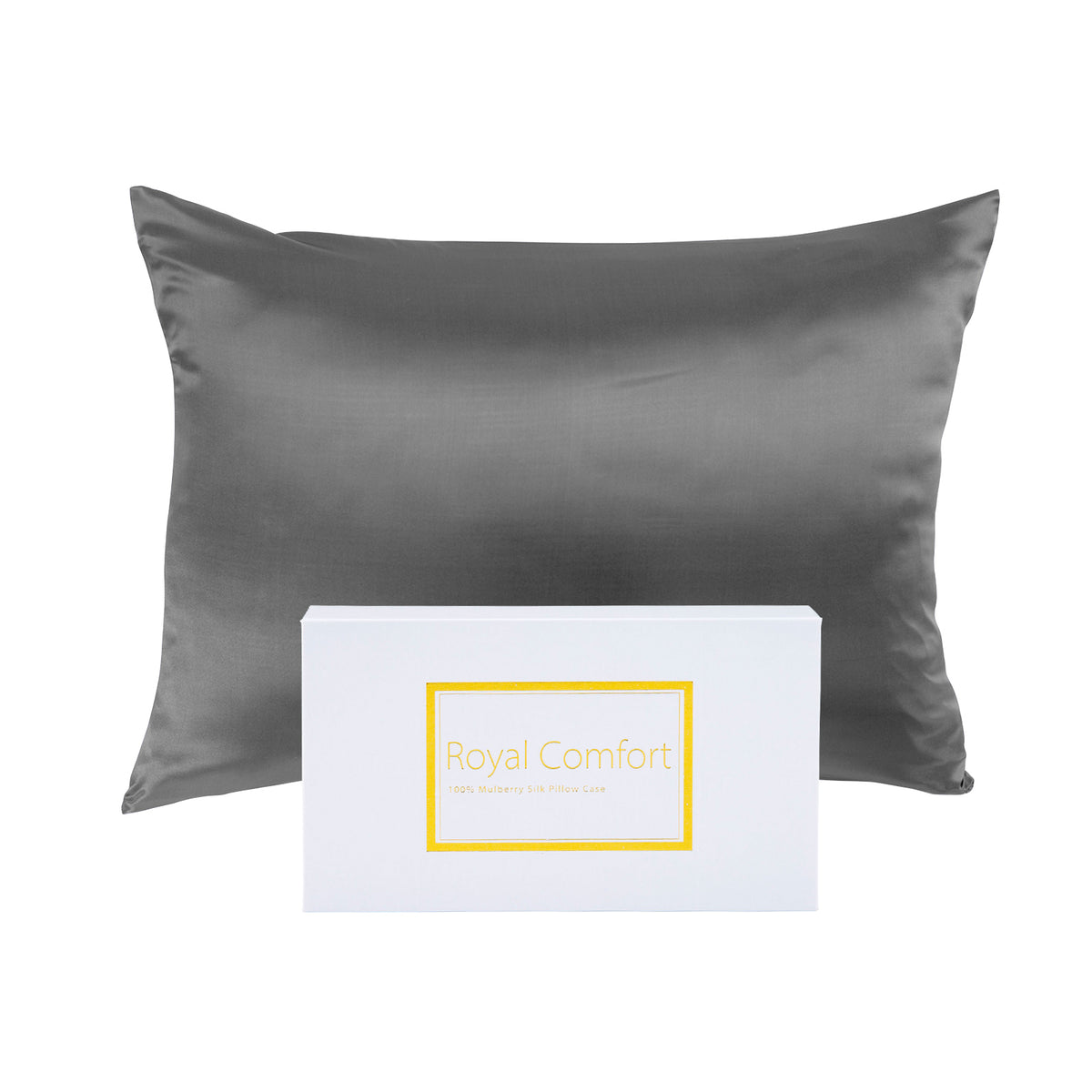 Royal Comfort Mulberry Silk Pillowcase, 51 x 76 cm, Charcoal