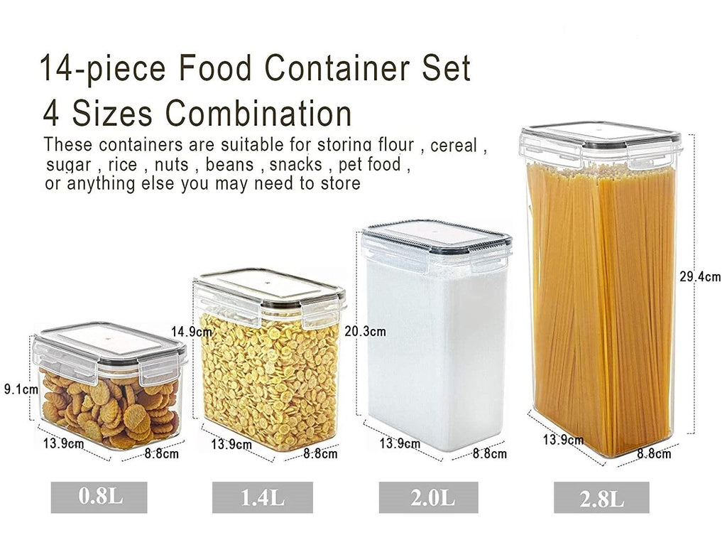 14 Pieces Airtight Food Storage and BPA Free Plastic with Easy Lock