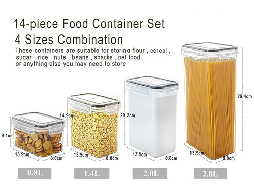 14 Pieces Airtight Food Storage and BPA Free Plastic with Easy Lock