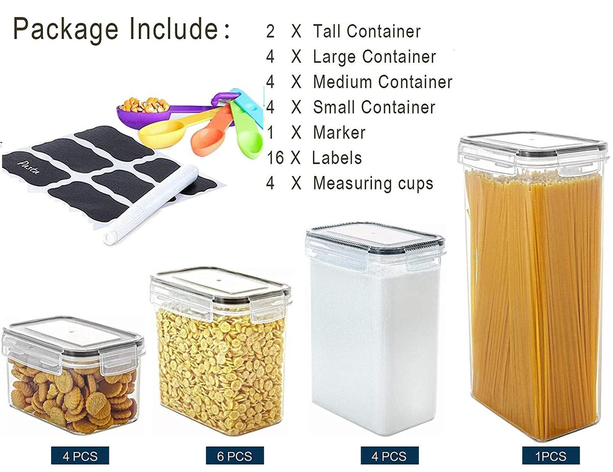 14 Pieces Airtight Food Storage and BPA Free Plastic with Easy Lock