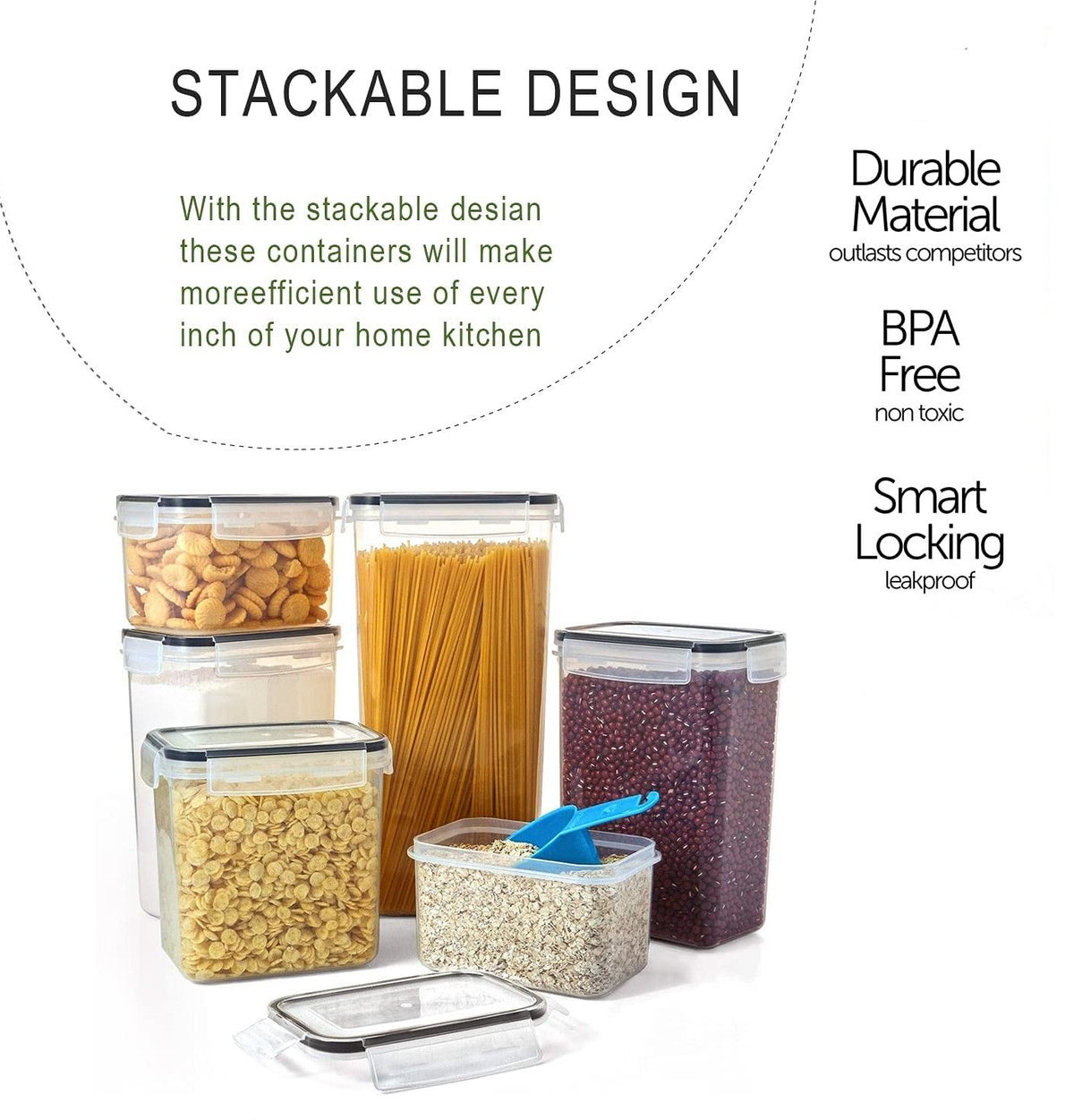 14 Pieces Airtight Food Storage and BPA Free Plastic with Easy Lock