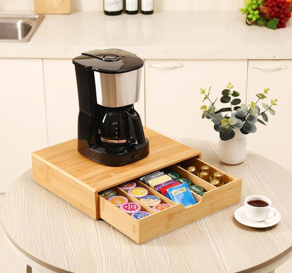 Carla Home Bamboo Coffee Pod Drawer Organiser