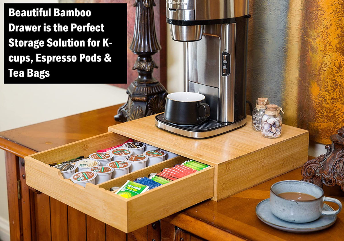 Carla Home Bamboo Coffee Pod Drawer Organiser