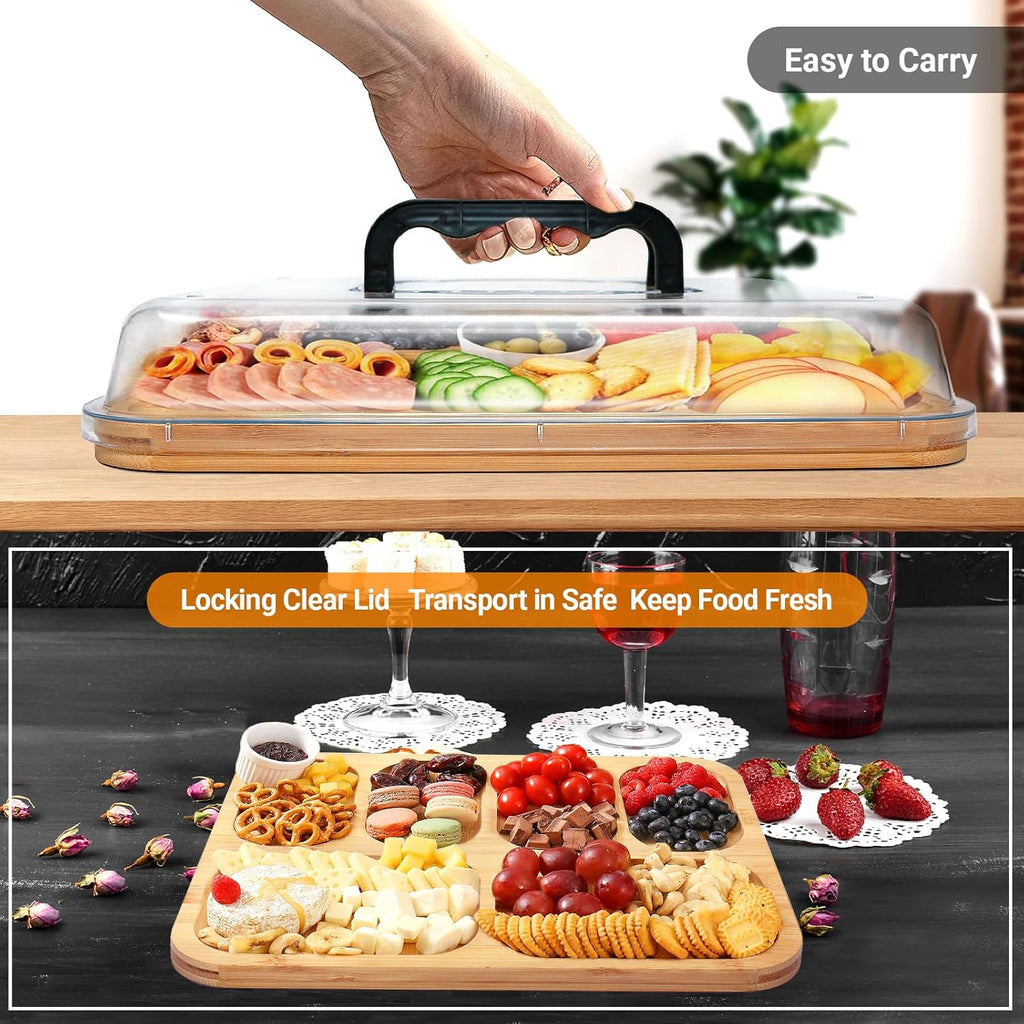 CARLA HOME Bamboo Charcuterie Board with Lid & Handle ideal Gift