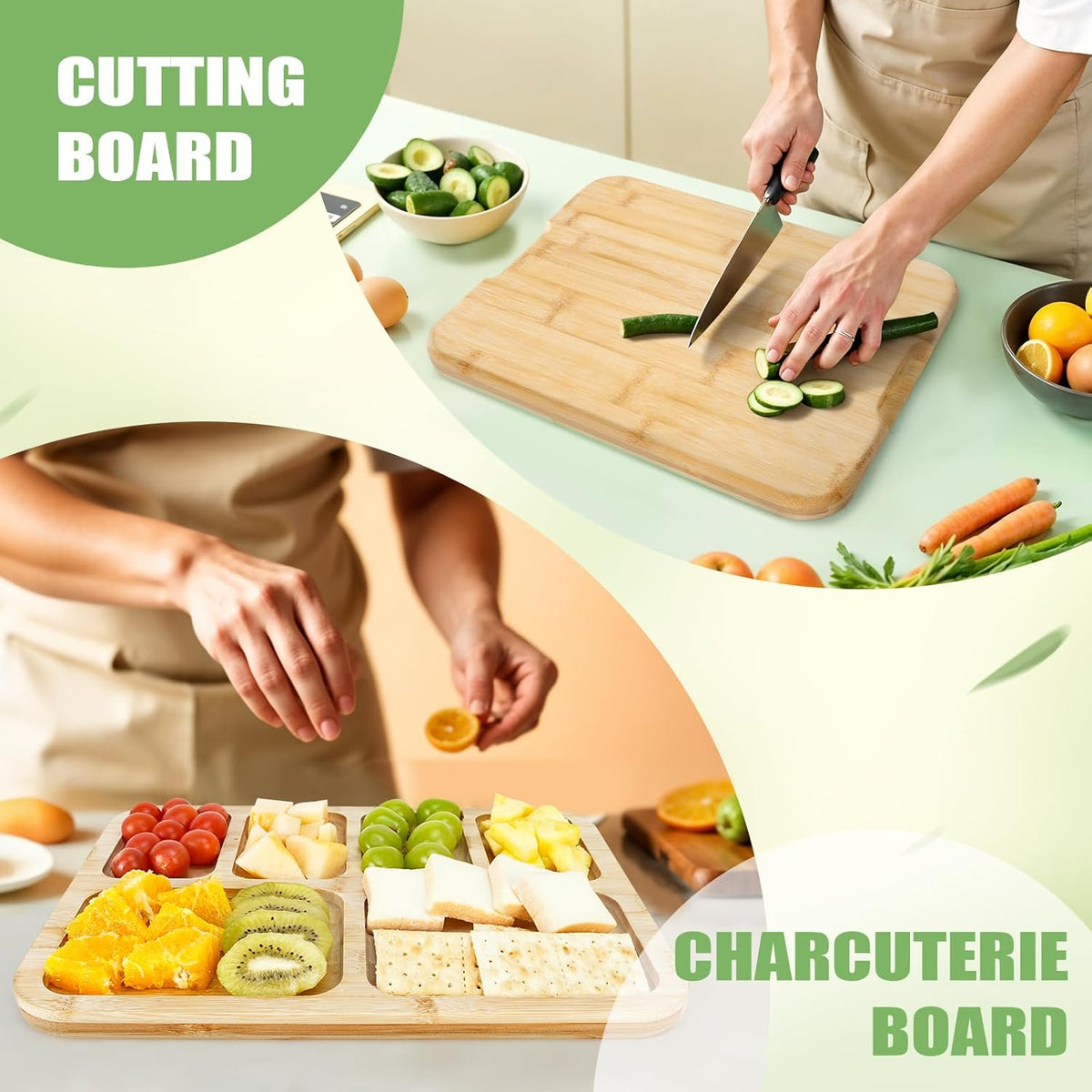 CARLA HOME Bamboo Charcuterie Board with Lid & Handle ideal Gift