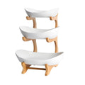 CARLA HOME 3-Tier Plastic Fruit Bowl Basket with Bamboo Stand for Kitchen Counter