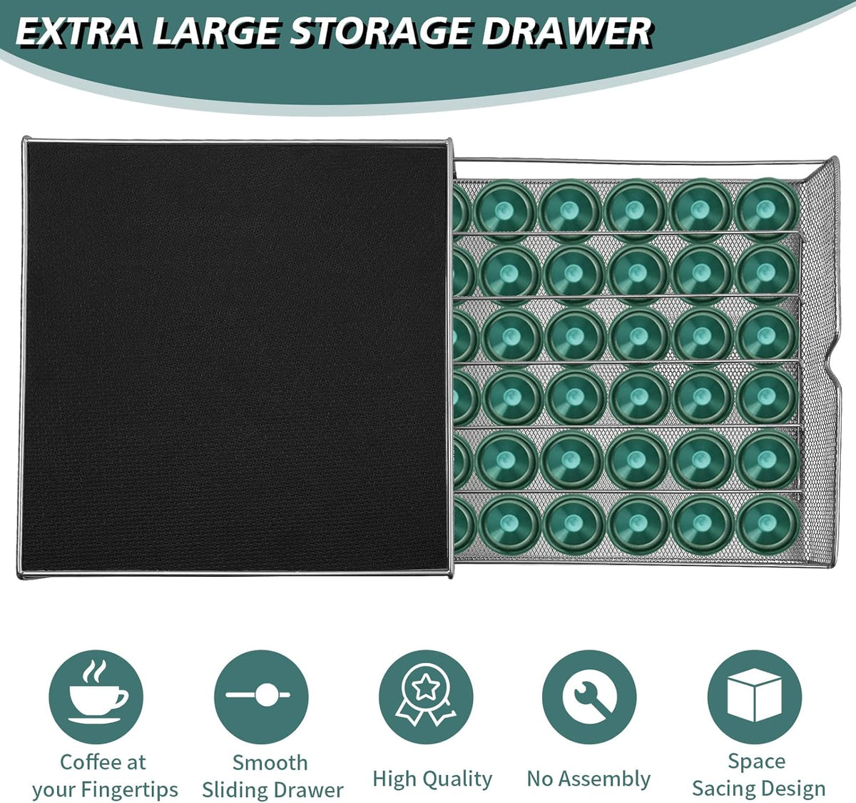 CARLA HOME Coffee Pod Drawer, Holds 36 Pods
