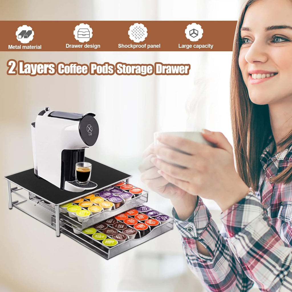 CARLA HOME 2 Tier Coffee Pod Drawer, Holds 72 Pods